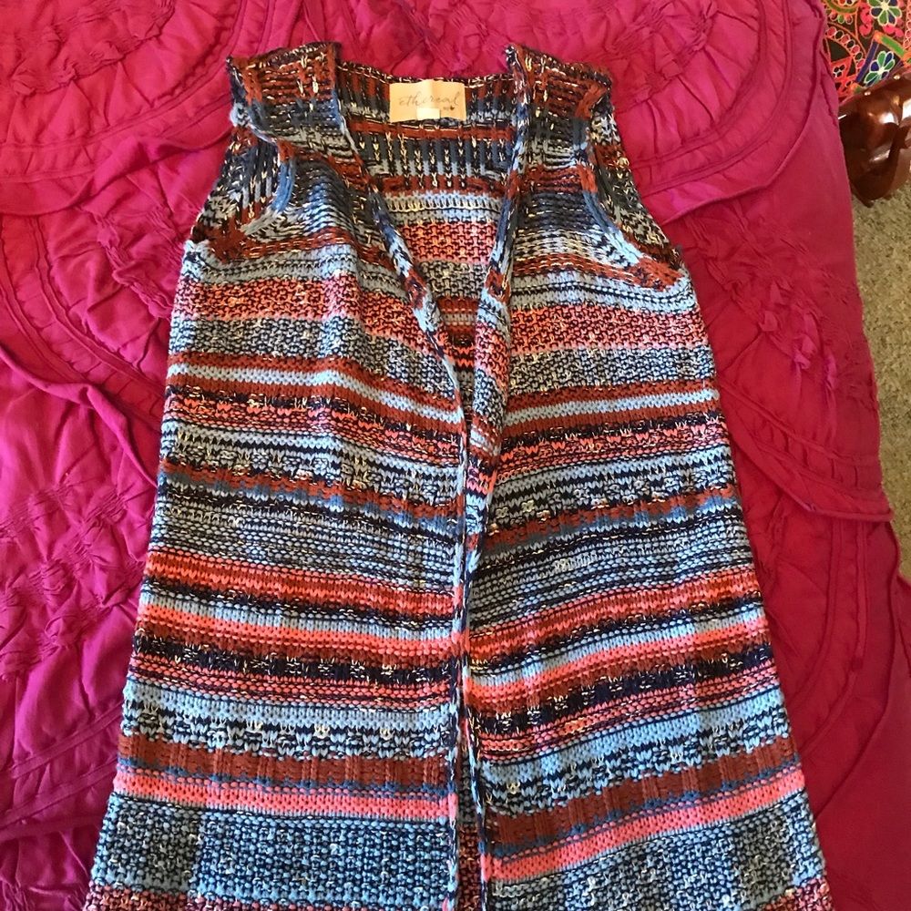 Frayed Knit Vest Size Medium